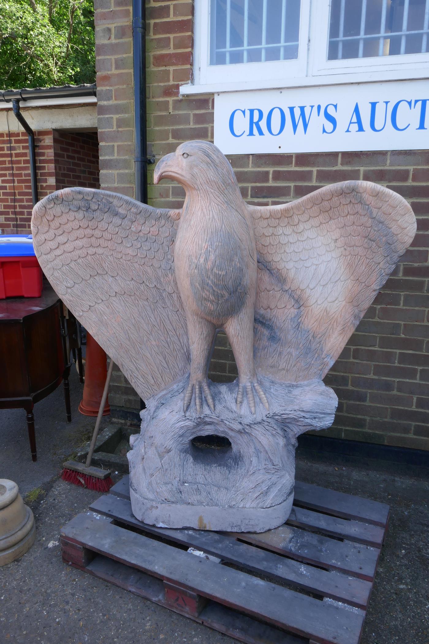 A pair of monumental carved marble eagles, 152cm high - Image 2 of 5