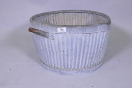 A galvanised half size dolly washing bowl, 45cm diameter