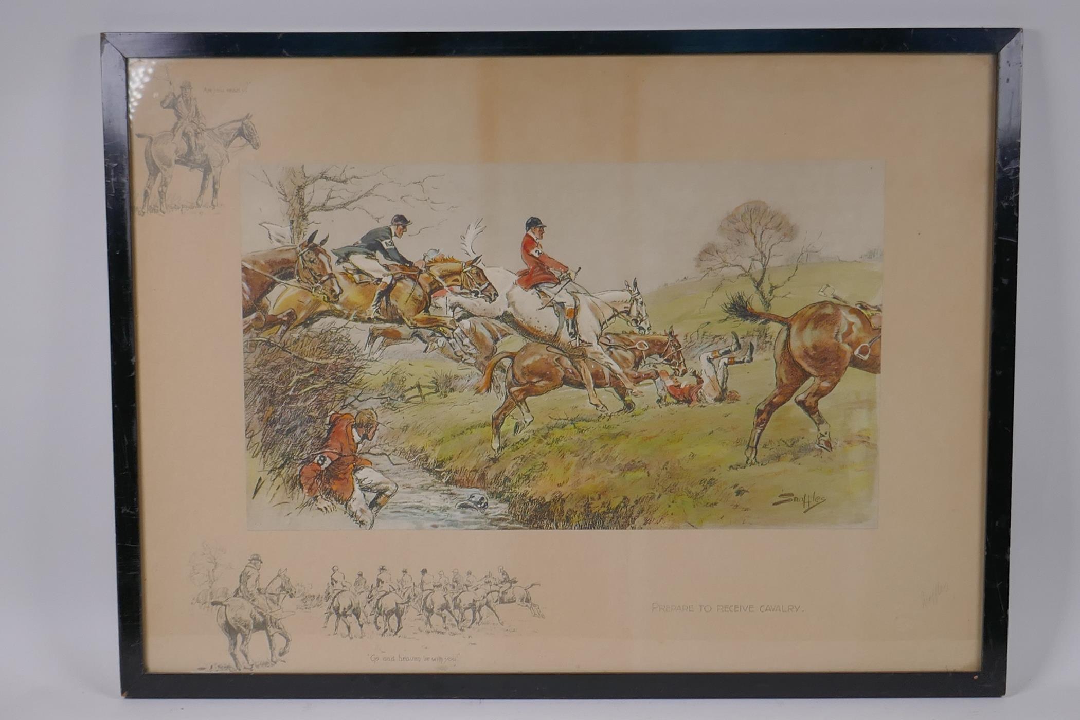 Snaffles, (Charles J. Payne), signed print, Prepare to Receive Cavalry, signed in pencil, with - Image 2 of 7