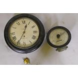 An ebonised mahogany wall clock with enamel dial inscribed C. Dales, Bournemouth, with spring driven