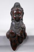A Chinese filled bronze stylised figure of Quan Yin, indistinct impressed mark verso, 28cm