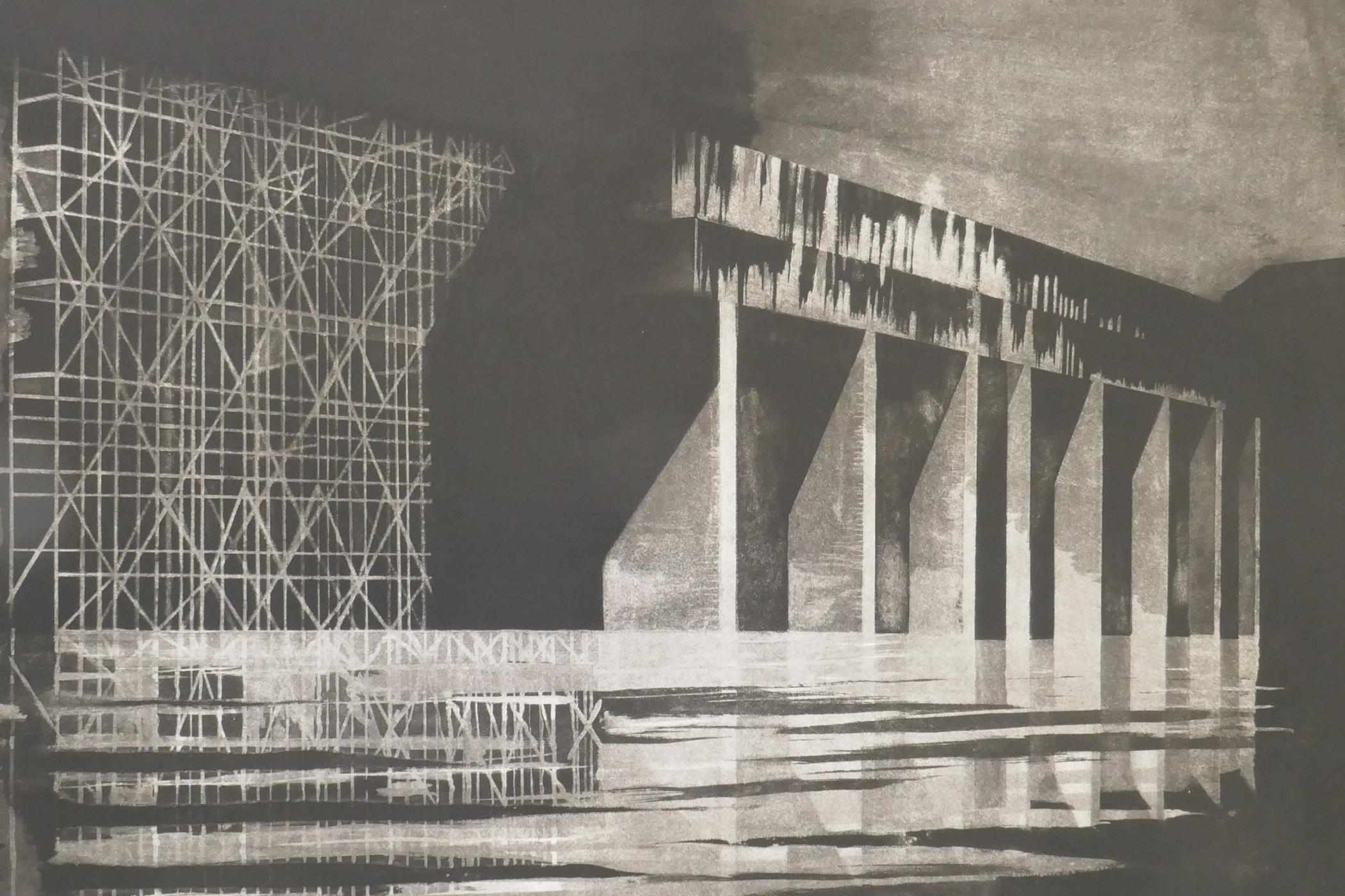 Michael Sandle RA (British, b.1936) Brutalist building, etching, unsigned; Provenance: Ex-studio