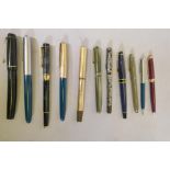 Vintage pens, Watermans 53 with 14ct gold nib, Watermans Ideal, lacking clip, Waterman of Paris,
