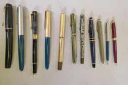 Vintage pens, Watermans 53 with 14ct gold nib, Watermans Ideal, lacking clip, Waterman of Paris,