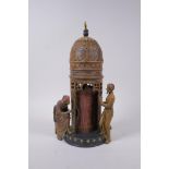 An Austrian style cold painted bronze figure of an Arabic tower, with concealed female nude and