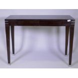 A contemporary hardwood two drawer side table with chromed mounts, 100 x 40 x 75cm