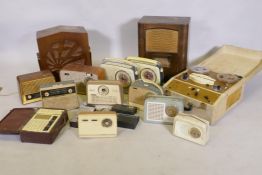 A collection of vintage valve and transistor radios, Bush, Perdio, Figaro, Alba, Decca, Fidelity etc