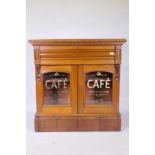 A C19th continental cabinet, with parquetry top, top and bottom frieze drawers and two glazed