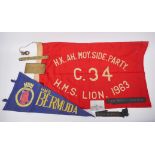 Of Naval Interest: a vintage ship's pennant for the H.M.S. Lion and another for the H.M.S.