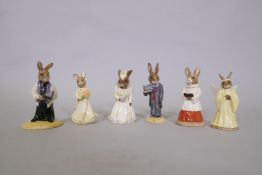 Royal Doulton Bunnykins, Vicar, Bride, Bridesmaid, Groom, Choir singer and Angel