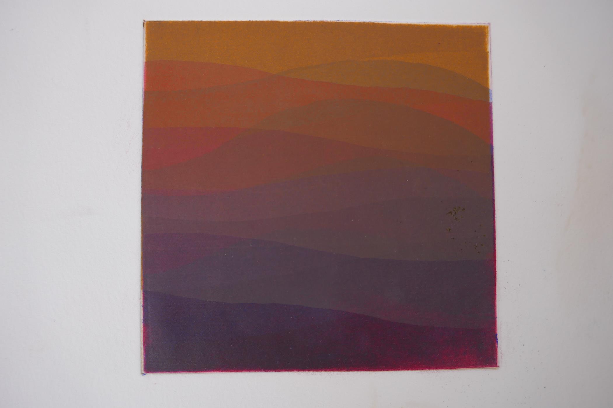 Abstract colour waves, triptych of aquatint prints, pencil signed verso Claire; Provenance: Ex- - Image 3 of 5