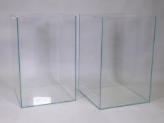 A pair of large glass display planters, 48 x 48cm, 75cm high