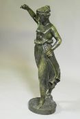 A late C19th Italian Grand Tour style bronze figure after the antique, with dedication to the base