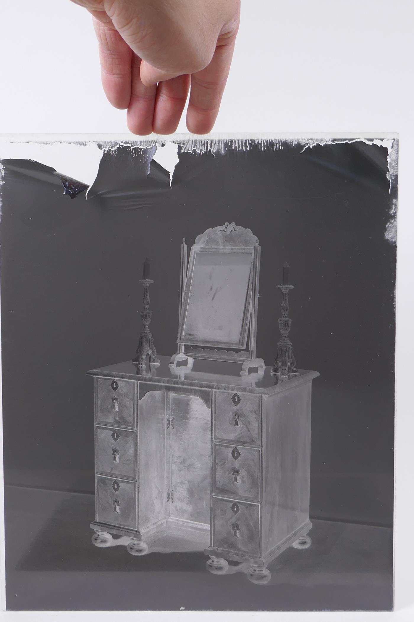 A collection of eight early to mid century glass plate negative photographs of antiques, possibly by - Image 5 of 9