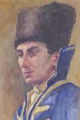Portrait of an Eastern European gentleman, watercolour, 29 x 46cm
