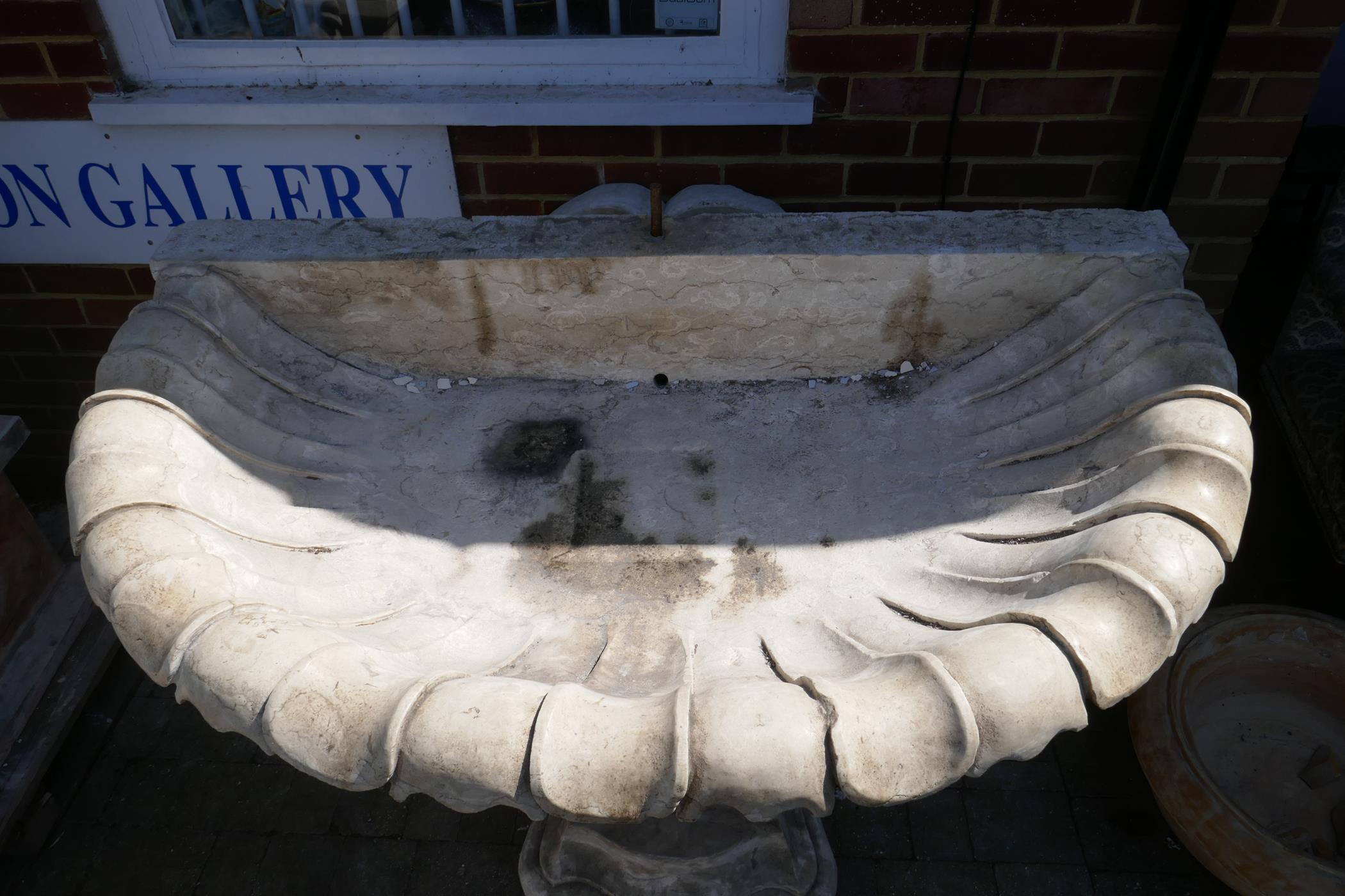 A monumental carved stone and marble Italianate garden fountain, in three sections, 193cm high - Image 3 of 6