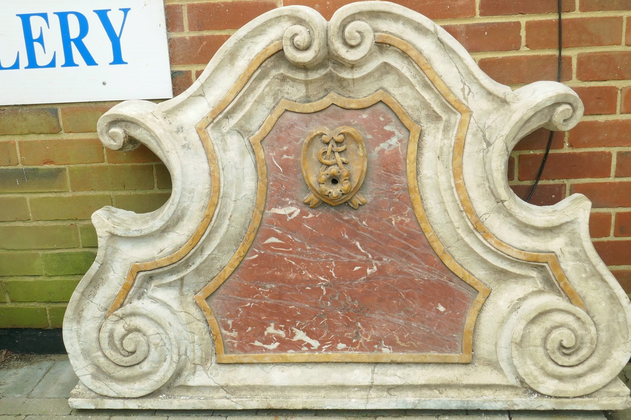 A monumental carved stone and marble Italianate garden fountain, in three sections, 193cm high - Image 4 of 6