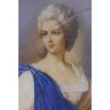 A miniature portrait on ivorine of a lady, indistinctly signed, 7 x 9cm