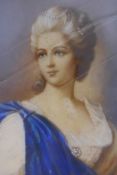 A miniature portrait on ivorine of a lady, indistinctly signed, 7 x 9cm