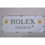 A vintage style 'Rolex Geneve' enamel advertising sign, 58 x 23cm