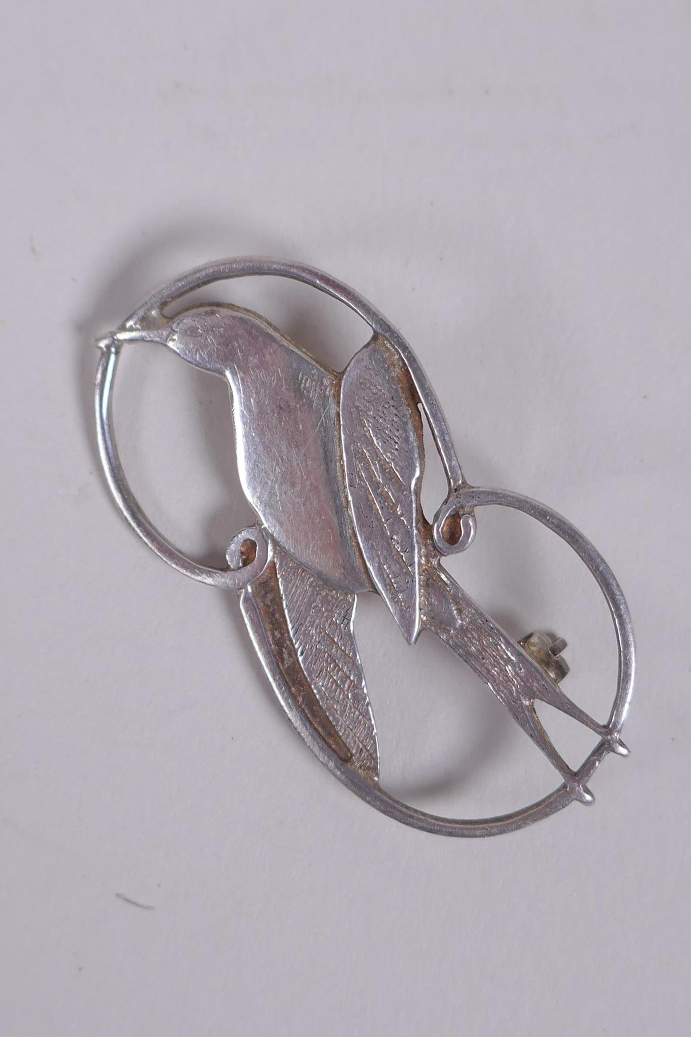 A Shetland Silvercraft swallow brooch, Edinburgh 1977, 4cm