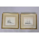E.W. Cooke, a pair of C19th etchings, The Thames, East Indianman 1424 tons, drawn and etched by