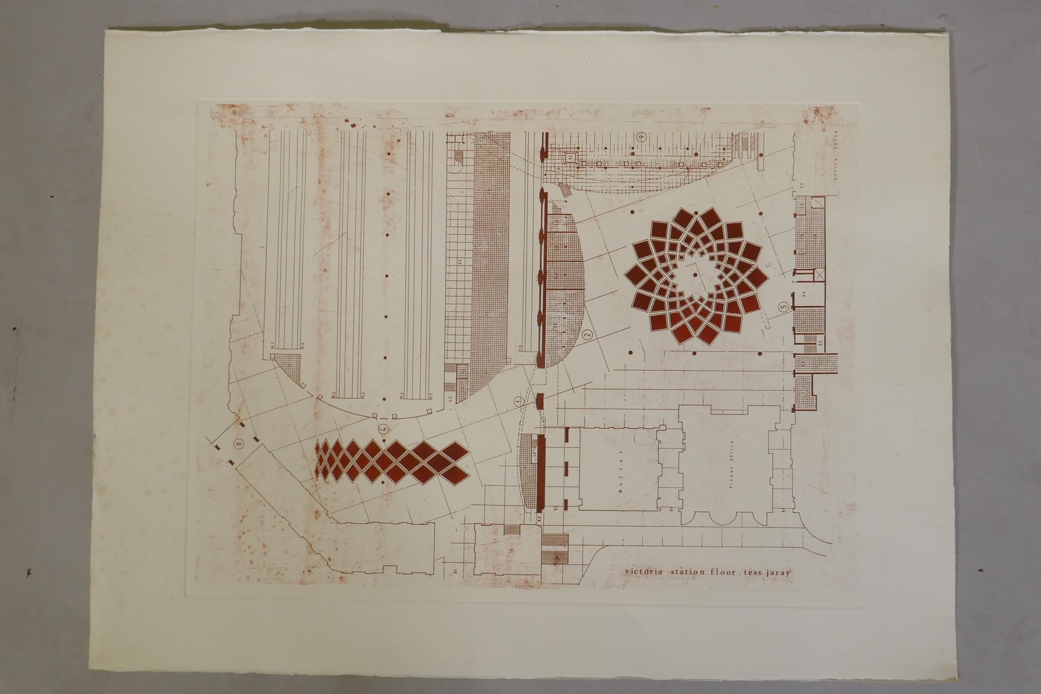 Tess Jaray RA, (British, b.1937), Victorian Station Floor, etching, unsigned; Provenance: Ex- - Image 4 of 4