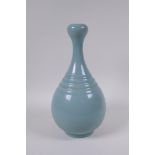 A Chinese Ru ware style porcelain garlic head vase, 29cm high