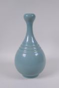 A Chinese Ru ware style porcelain garlic head vase, 29cm high