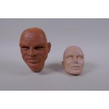 Two puppet heads/maquettes by Phil Eason, relating to Gerry Anderson, largest 14cm high