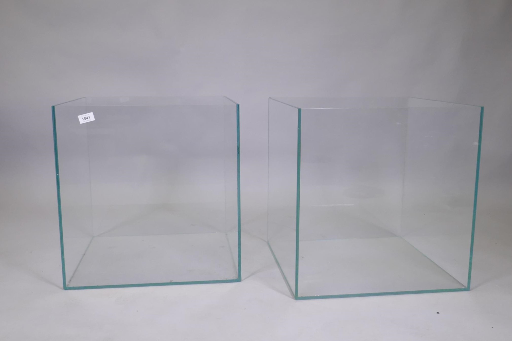 A pair of glass display planters, 48 x 48cm, 50cm high