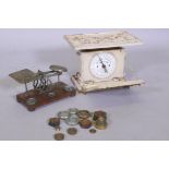 An antique set of weighing scales and a set of postage scales, 28 x 19 x 20cm