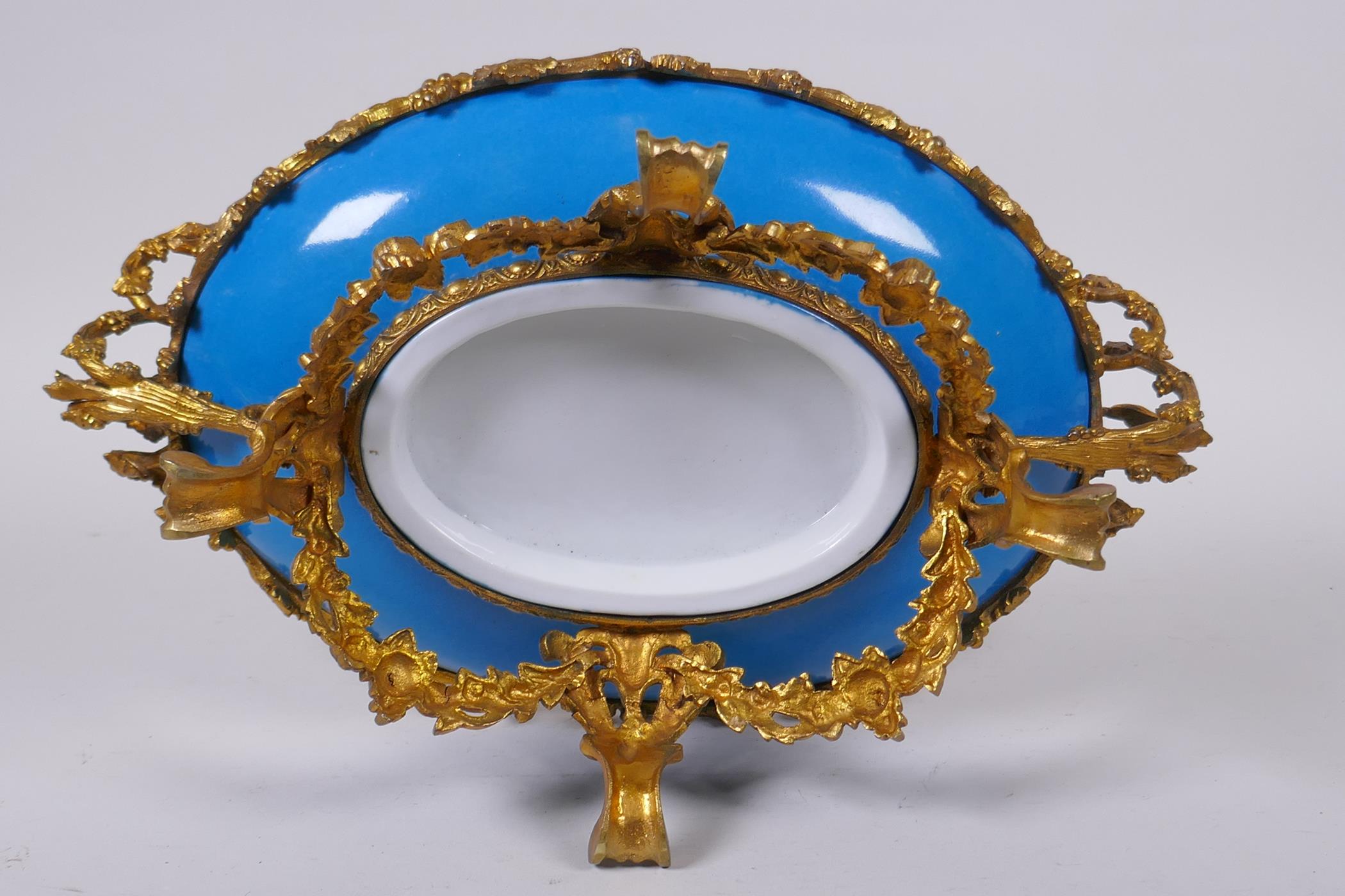 A Sevres style centrepiece with ormolu mounts, 36 x 22cm, 14cm high - Image 4 of 4