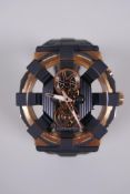 A gentleman's 18ct rose gold Concord C Lab Series: C1 Black Spider Tourbillon wrist watch, with open