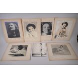 Seven 1930s black and white glamour photographs by D. Hosegood (?), 19.5 x 25cm