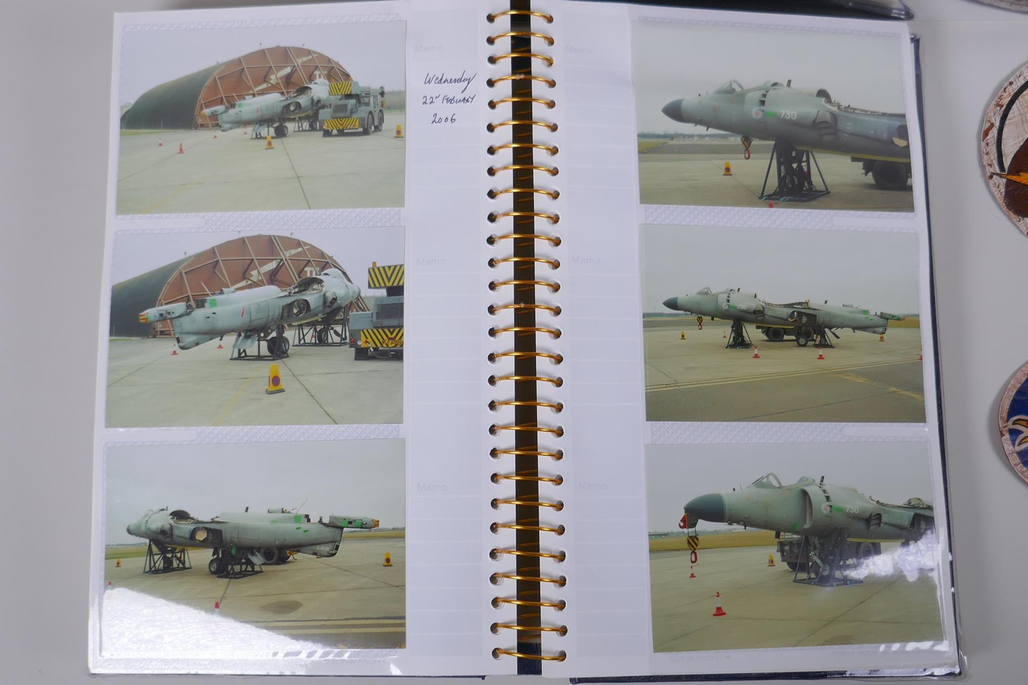 A photograph album of military interest, mostly aircraft, together with two US hand painted - Image 3 of 9