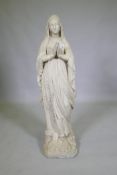 A painted concrete figure of the Madonna, 100cm high