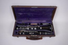 A Martin Freres of Paris clarinet, stamped S6012 N529, first half of the C20th, in a Henri Selmer