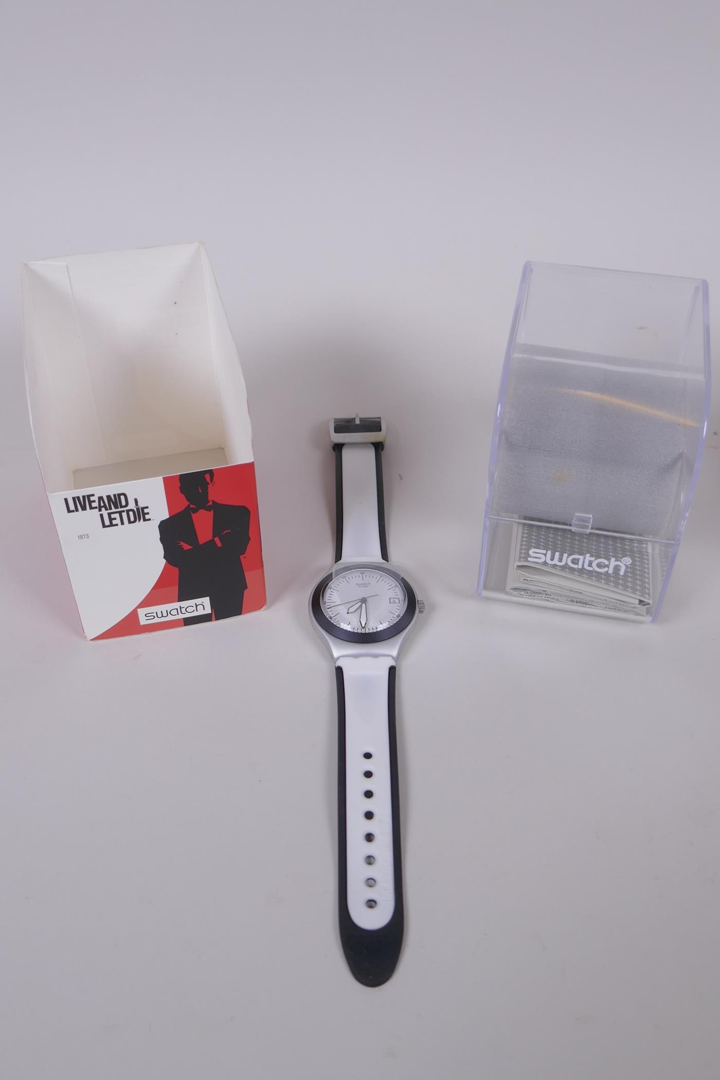 Four James Bond Swatch Watches commemorating the 2002 40th Anniversary, each watch designed after - Image 2 of 9