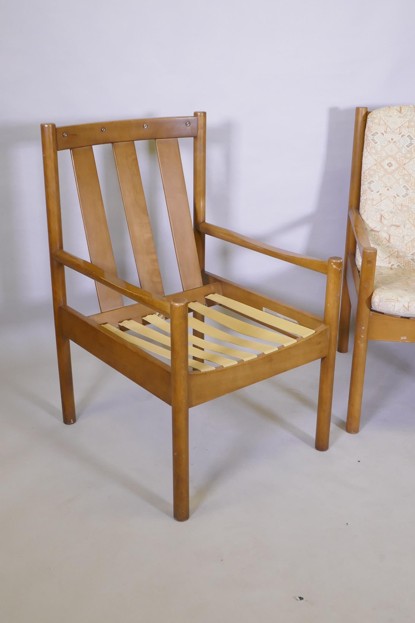 A pair of Ercol beech and wood open armchairs - Image 2 of 4