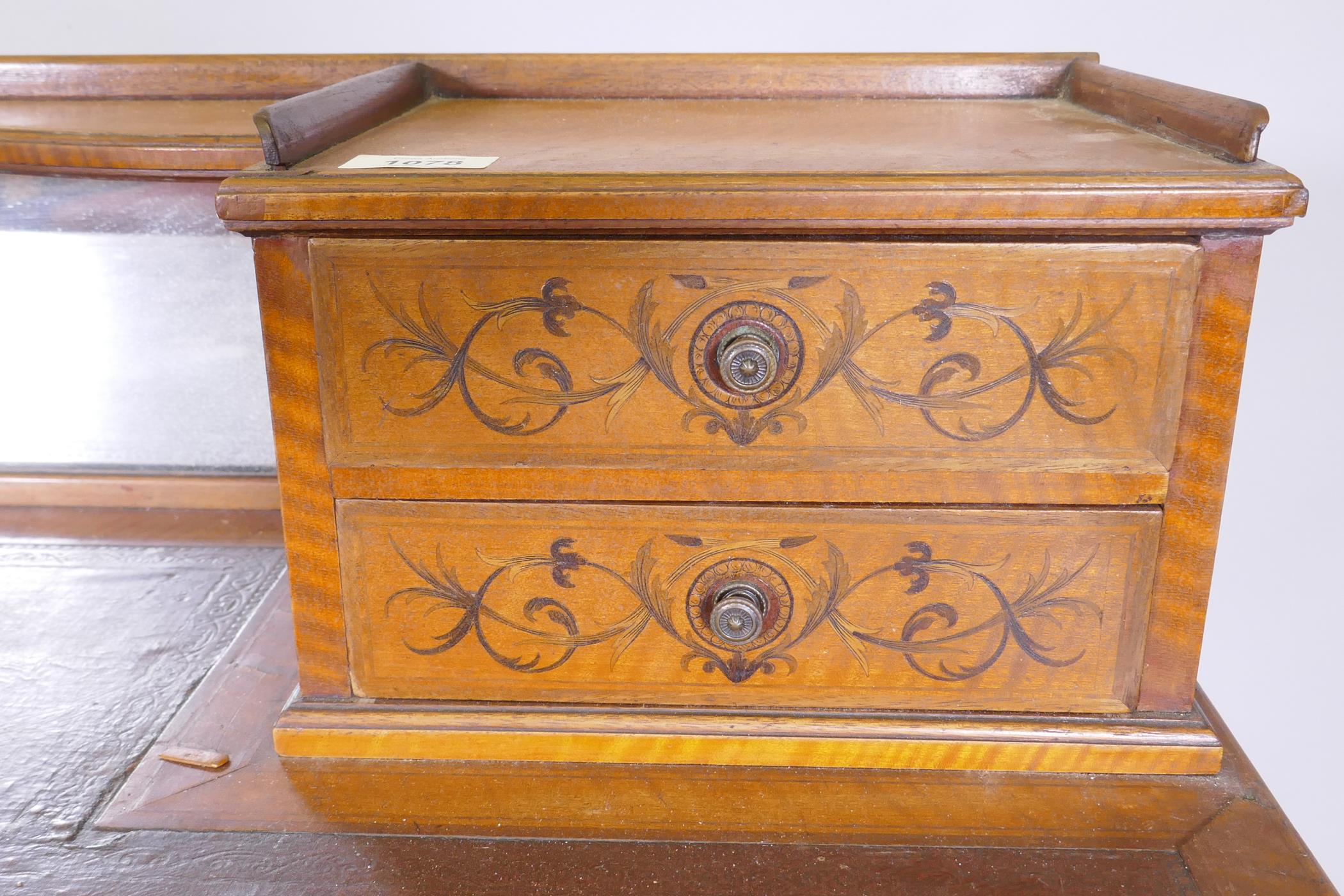 A Cope & Collinson Victorian inlaid satinwood Sheraton Revival bonheure de jour, the upper section - Image 4 of 4