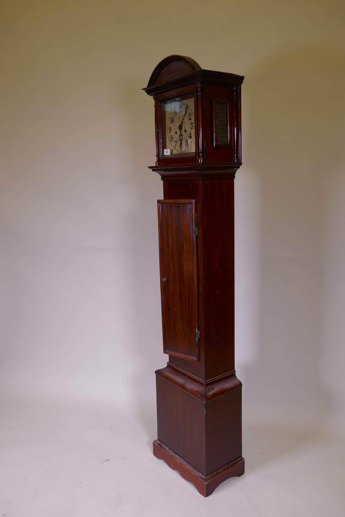 A mahogany cased grandmother clock, the silver dial with Arabic numerals, inscribed Samuel Makin, - Image 4 of 4