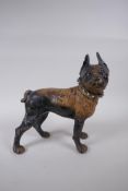 A cold painted cast iron French bulldog, 25cm long, 26cm high