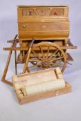 A Spanish Hurdy Gurdy Barrel Organ on cart by Enrique Salva, Barcelona, early to mid century, AF