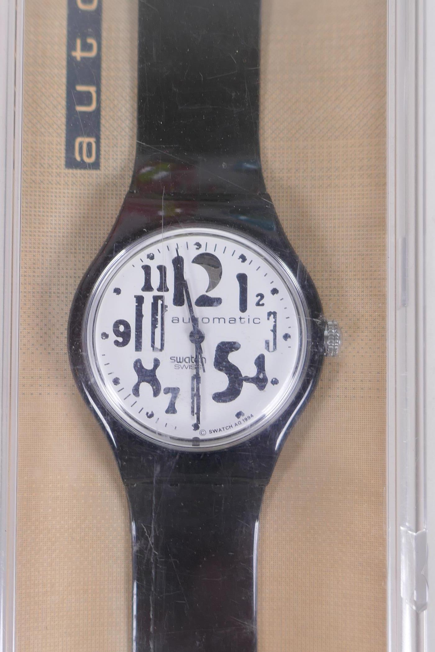 A collection of Retro Swatch watches including Hors D'Oeuvre Sushi 2001, Advantage 1998, Hangover - Image 3 of 8