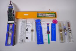 A collection of Retro Swatch watches including The Swatch Collectors of Swatch Golden Jelly 1991,