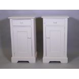 A pair of antique painted bedside cupboards, 40 x 34 x 72cm high