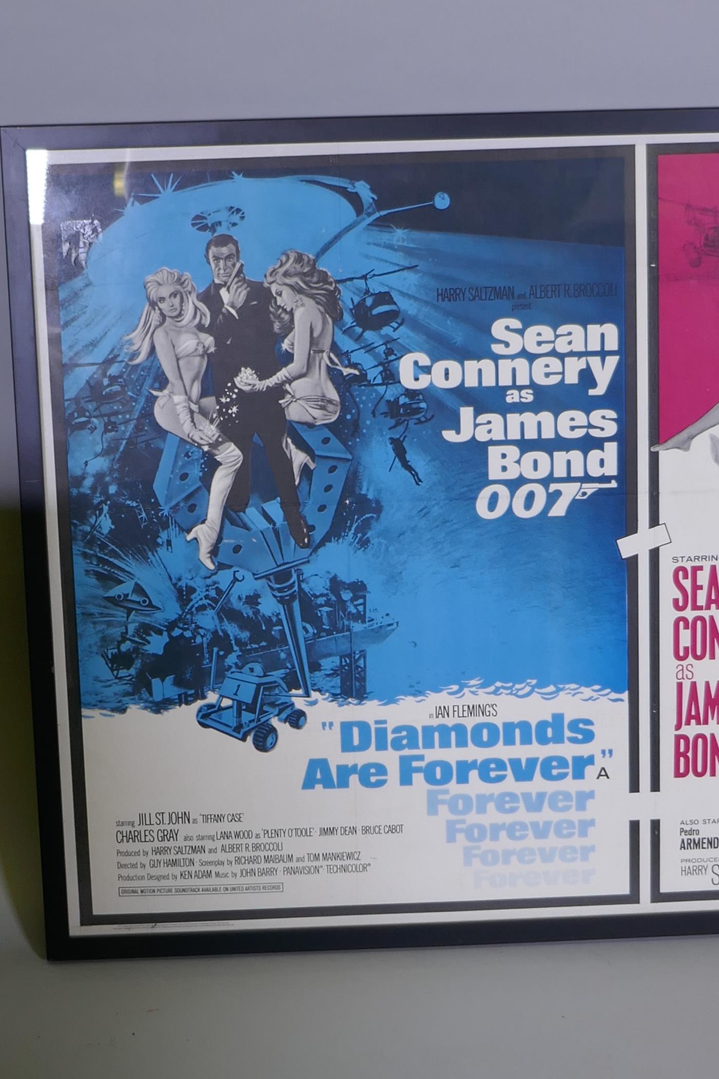 A 1973 UK Quad James Bond double bill film poster for Diamonds are Forever, 1971, twinned with - Image 2 of 8