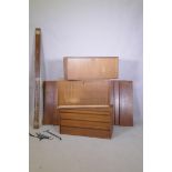 A mid century Danish teak System Cado/Royal System by Poul Cadovius, comprising three units, five
