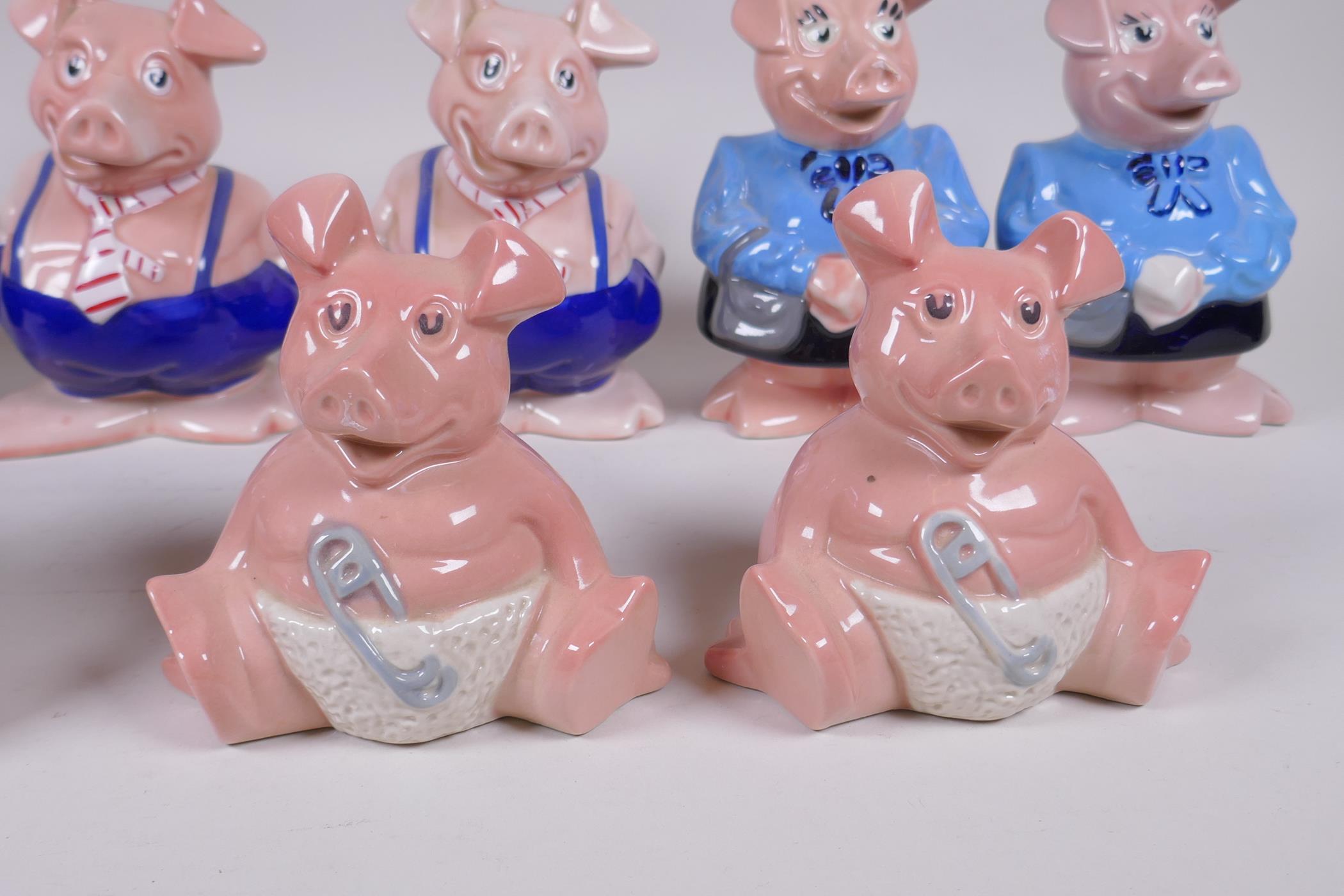 Two sets of five Wade NatWest ceramic piggy banks, largest 18cm high - Image 3 of 6